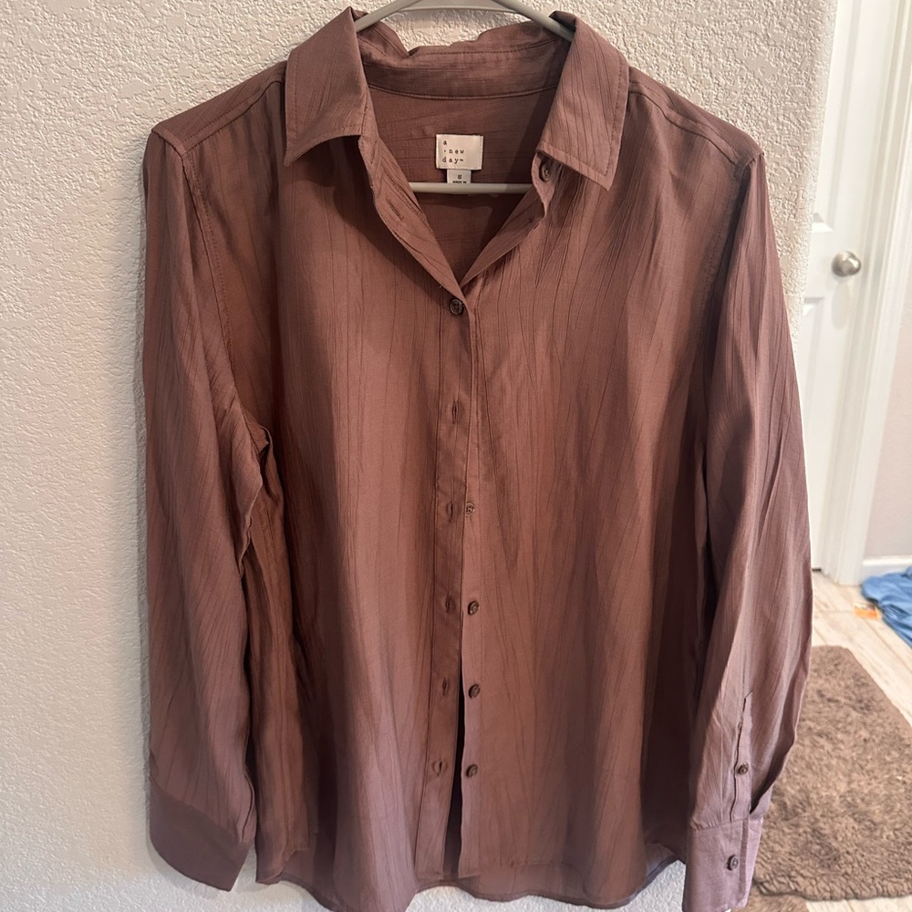 a new day Women's Button-Up Blouse — Dusty Rose Brown